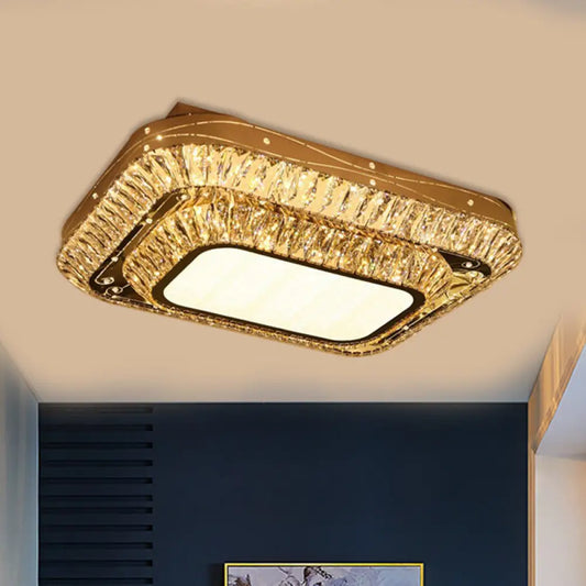 DecorBites™ DecorBites™ Modern Chrome LED Flushmount Light with Crystal 2 Tiers: Perfect for Sitting Rooms