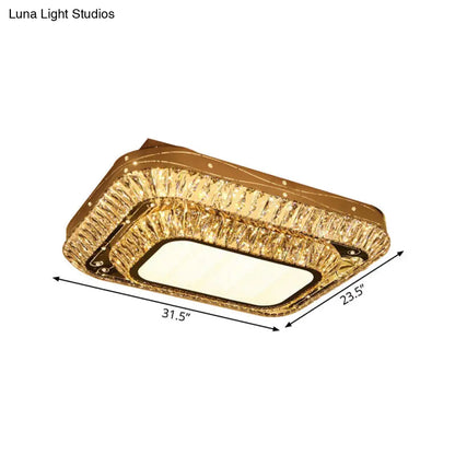 DecorBites™ DecorBites™ Modern Chrome LED Flushmount Light with Crystal 2 Tiers: Perfect for Sitting Rooms