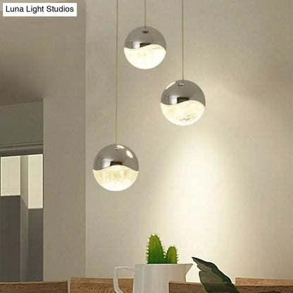 Modern Chrome LED Pendant Light for Restaurants with Clear Glass Globes