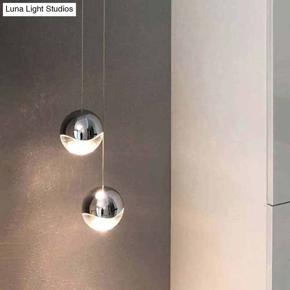 Modern Chrome LED Pendant Light for Restaurants with Clear Glass Globes