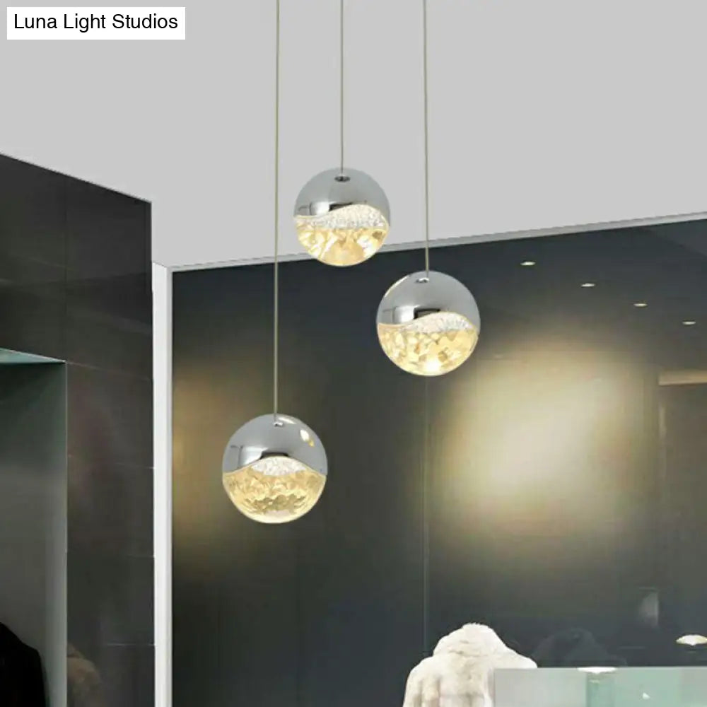 Modern Chrome LED Pendant Light for Restaurants with Clear Glass Globes