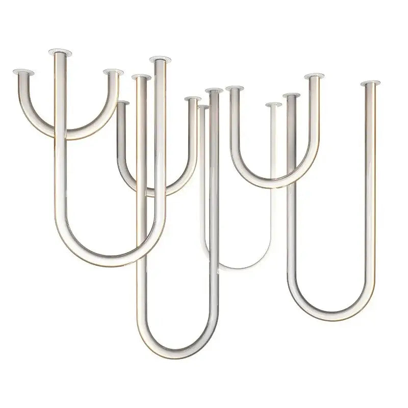 Modern chrome finished u shaped led pendant lamp with minimalist metal design for dining room chandelier pendant