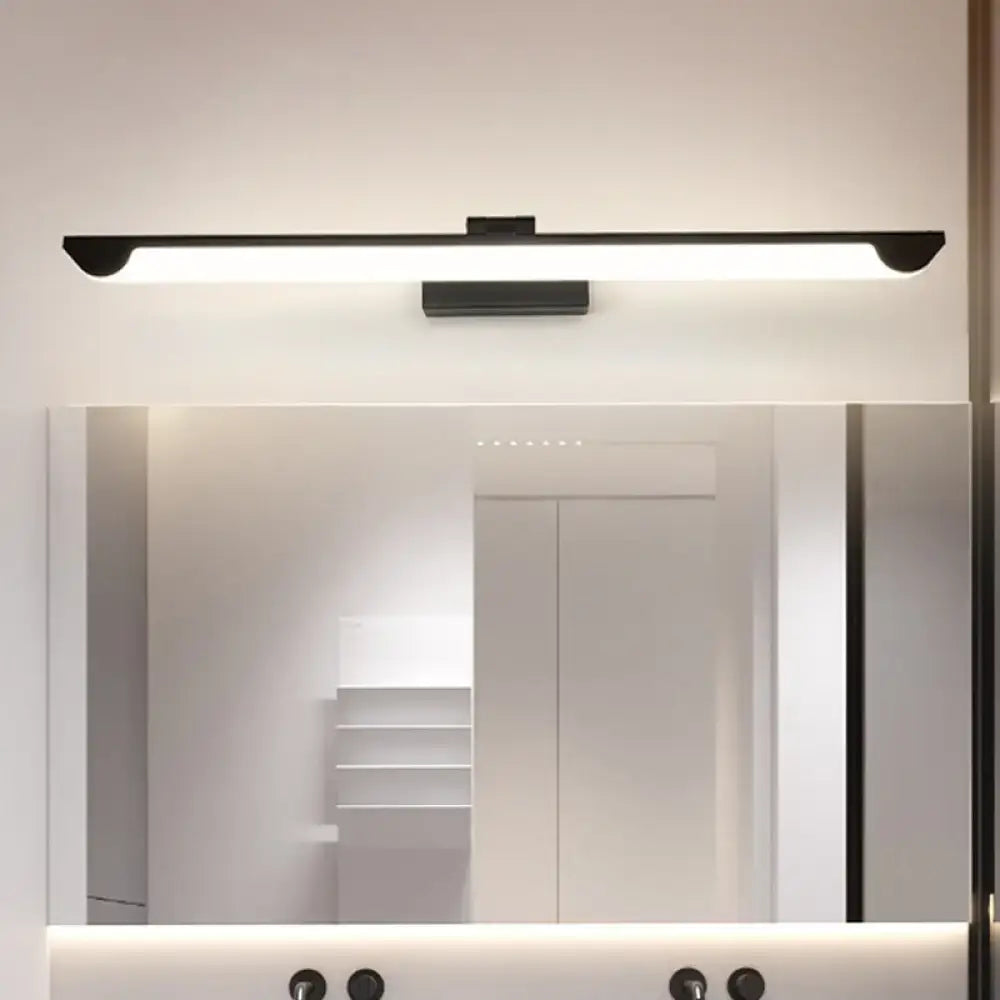 Modern black led bathroom mirror light with sleek chrome swivel design and soft white illumination for 110-120v use
