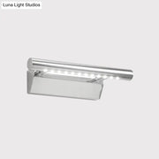 Modern chrome led vanity light bathroom sconce with sleek rectangular design and integrated warm white light strip