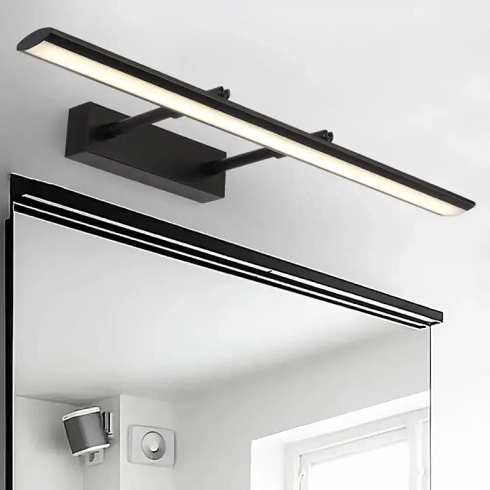 Black modern chrome led vanity light fixture with sleek rectangular design and integrated mounting bracket light type