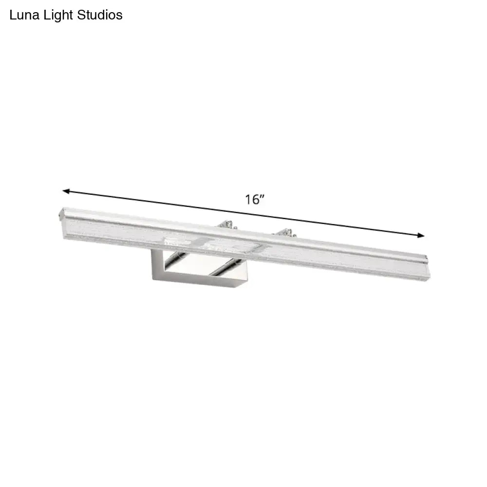 Modern chrome 16-inch silver-finished led vanity light with sleek rectangular design for linear shower room bath