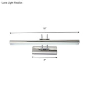 A sleek modern style chrome vanity mirror light wall fixture with a rectangular design and adjustable bracket