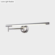 Modern chrome led vanity sconce wall light with warm white cylindrical bar lamp compatible with 110v-120v and 220v-240v
