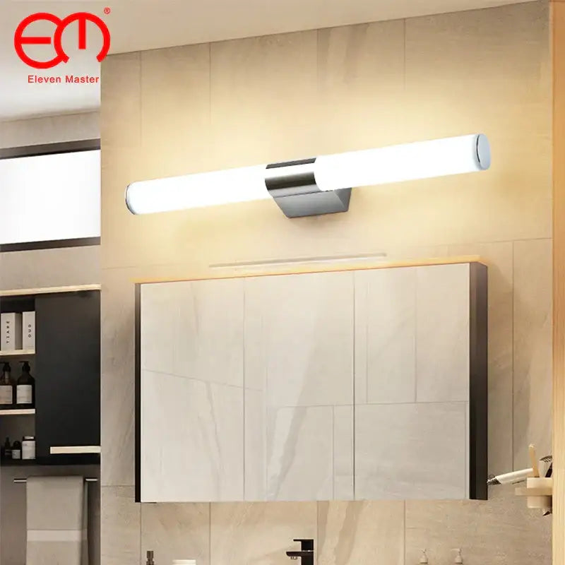 Modern chrome led wall light mirror bathroom sconce with sleek cylindrical design and warm white decorbites led wall illumination