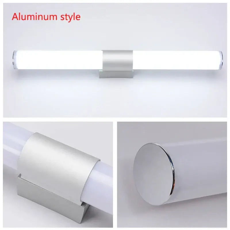Modern chrome led wall light mirror bathroom sconce with silver aluminum style and frosted white diffuser decorbites led wall