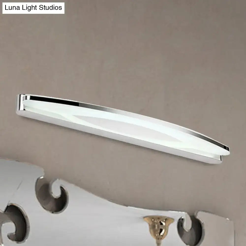 Modern chrome led wall light sconce with sleek rectangular design and frosted glass diffuser for bathroom vanity lighting
