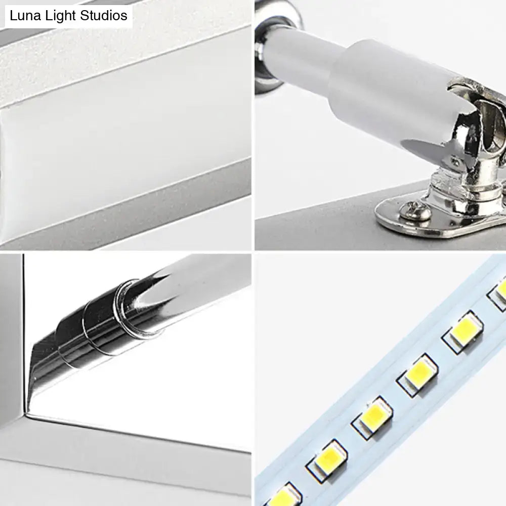Modern chrome led wall light with adjustable joint featuring sleek design and visible yellow individual leds bathroom sconce