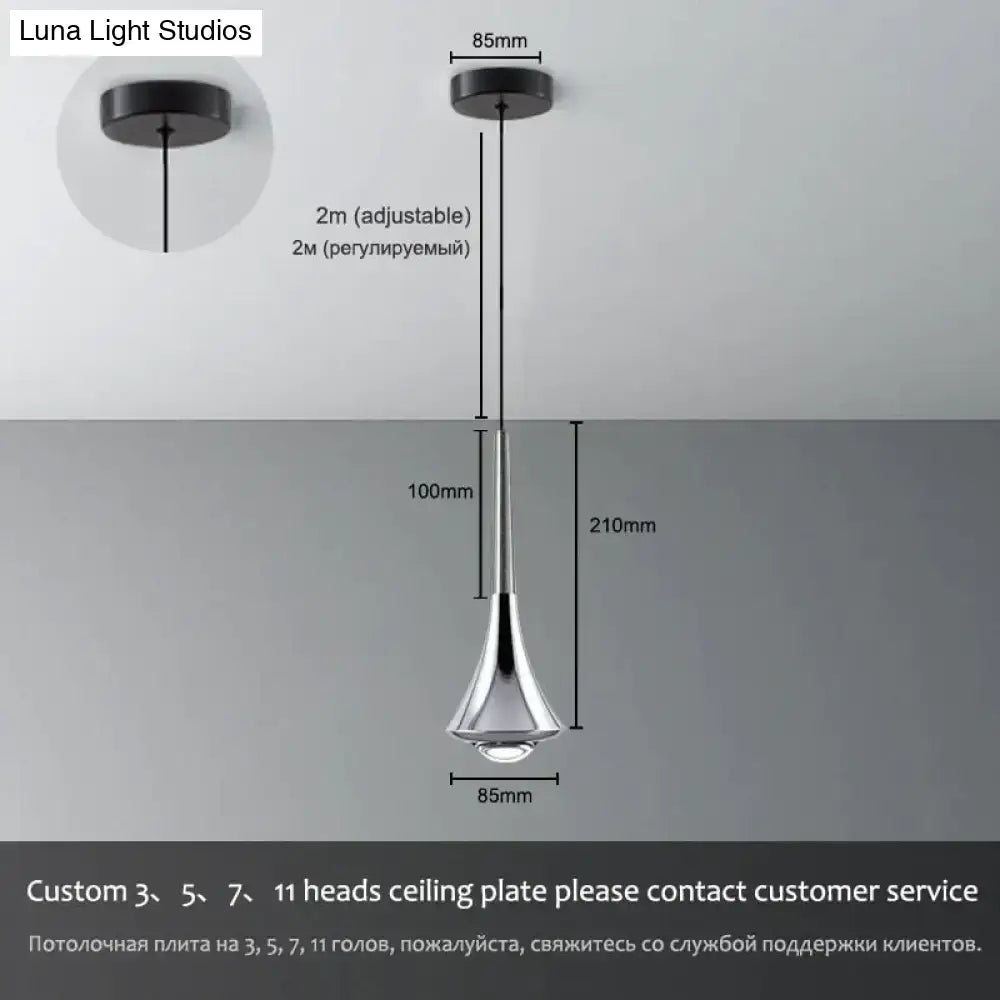 DecorBites™ Lyra sleek modern led water drop chandelier with polished chrome finish and teardrop-shaped design