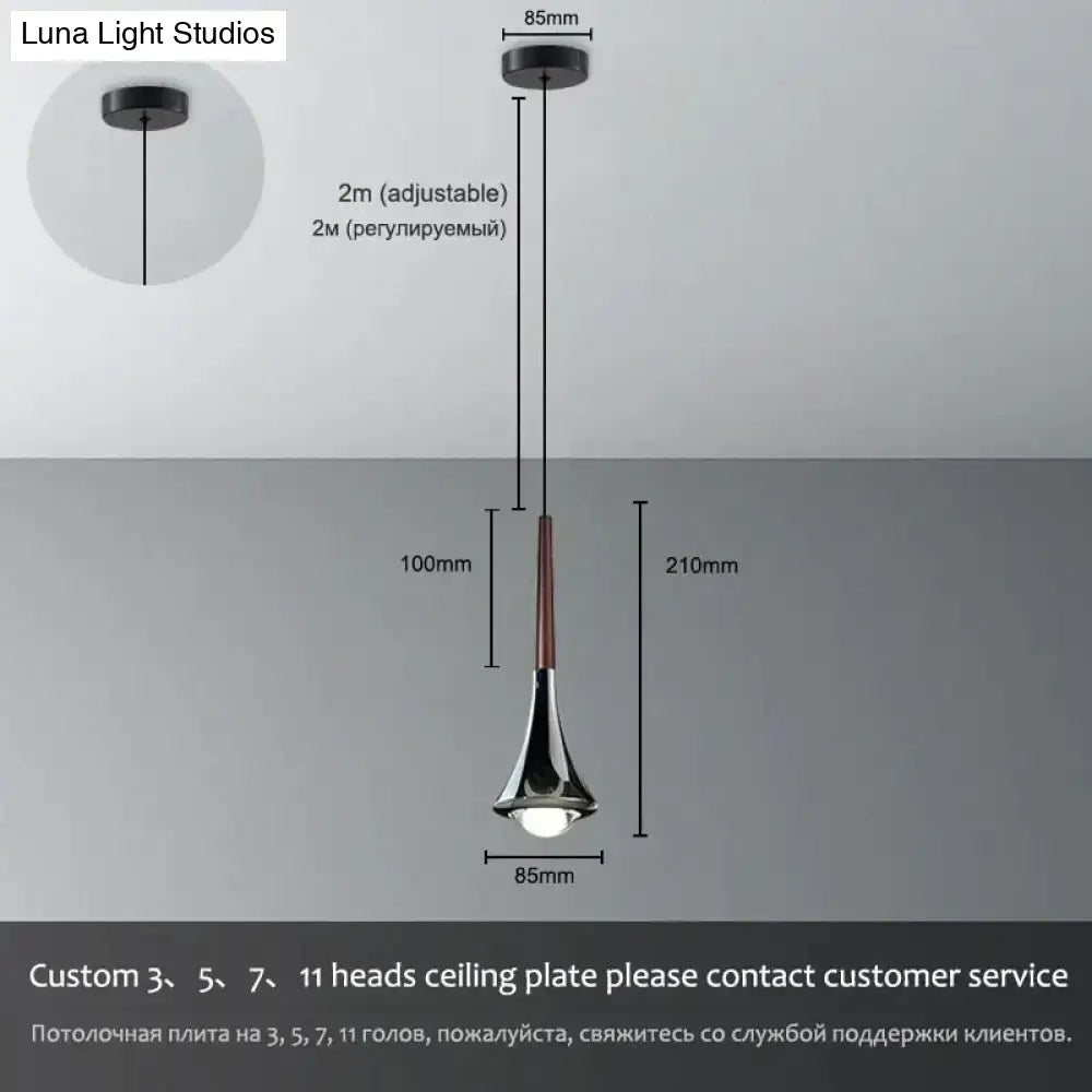 Decorbites lyra led water drop chandelier with modern chrome finish tapered pendant light and adjustable 2 meter cord