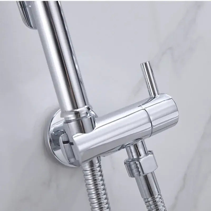Modern chrome and matte black bidet spray set with sleek shower faucet and flexible hose for bathroom handheld use