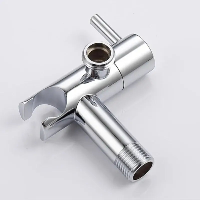 Chrome finished bathroom faucet bidet spray set with sleek single handle and dual spout for hot and cold water control
