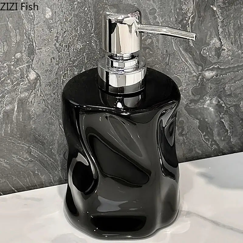 Black glossy ceramic soap dispenser with sleek chrome pump from decorbites wrinkle ceramic soap dispenser set bathroom decor
