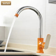 Modern chrome and orange single handle kitchen faucet mixer tap with vibrant accents for decorbites brass single use