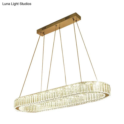 Lámpara colgante ovalada moderna cromada con luz LED - Ancho 27,5"/35,5"