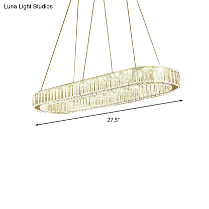 Lámpara colgante ovalada moderna cromada con luz LED - Ancho 27,5"/35,5"