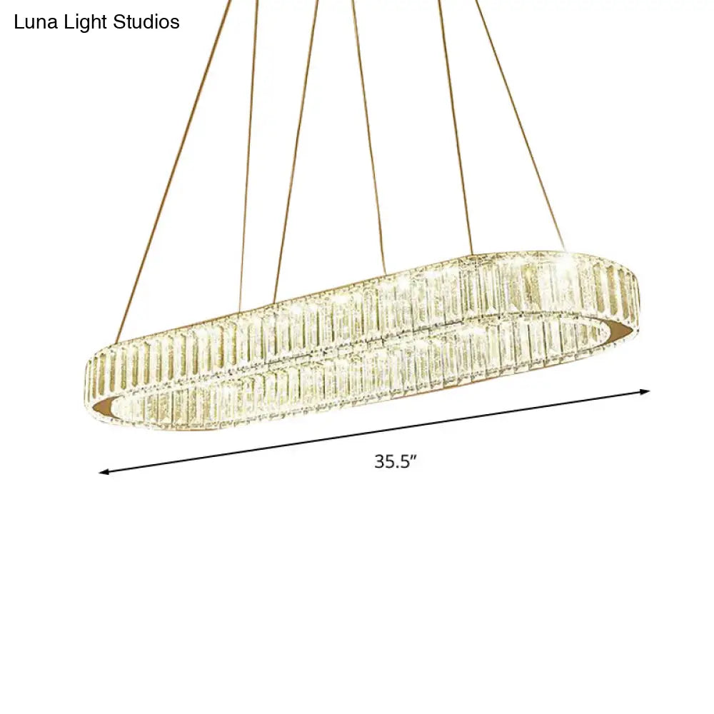 Lámpara colgante ovalada moderna cromada con luz LED - Ancho 27,5"/35,5"