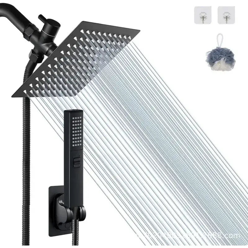 Modern chrome rain pressure spray head shower set with black matte decorbites black square rain pressure spray and control panel
