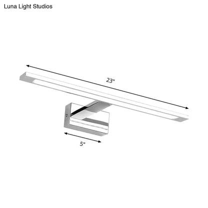 Modern chrome rectangle led bathroom vanity light with 23-inch chrome finish and minimalist rectangular design