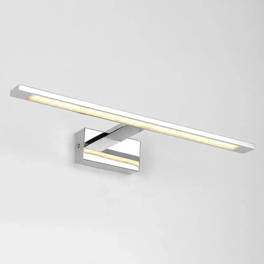 Modern chrome rectangle led bathroom vanity light with sleek design and warm white light for led bathroom vanity use
