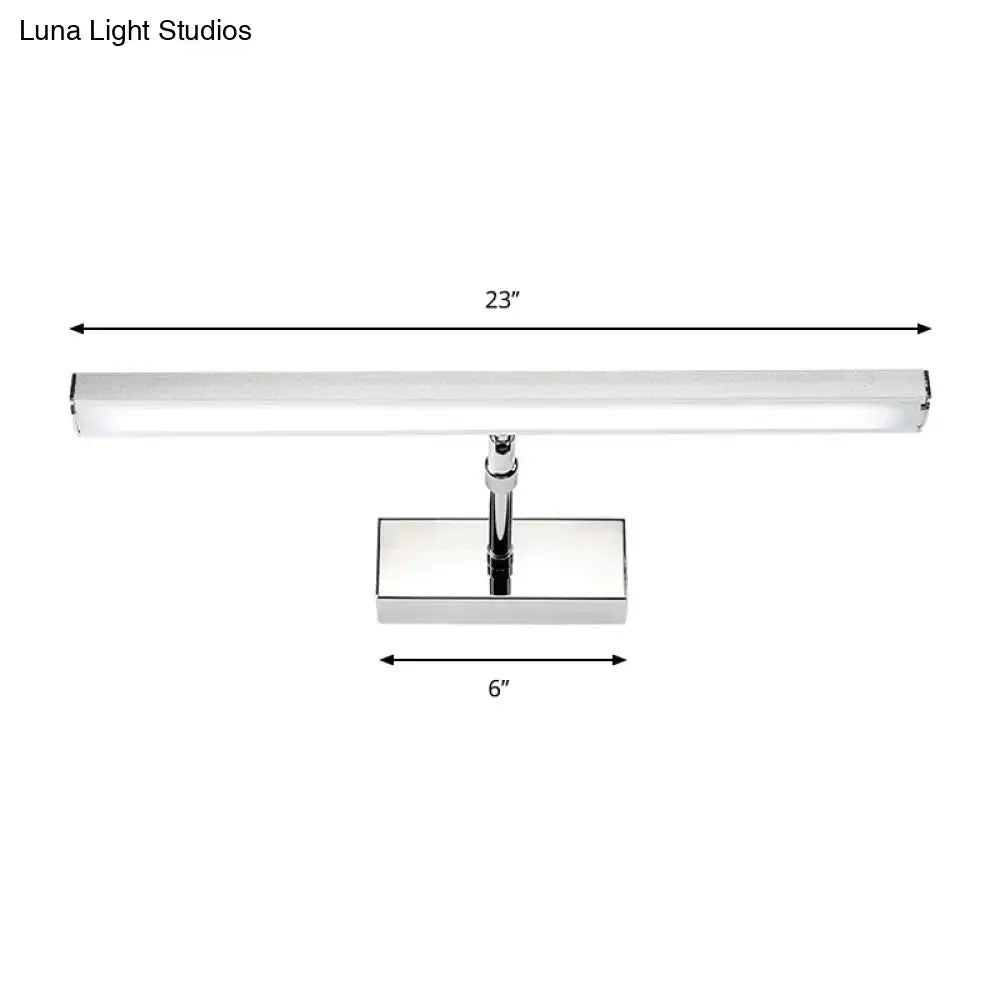 Modern chrome rectangular led wall light fixture with sleek design 23-inch length ideal for bedroom sconce lighting