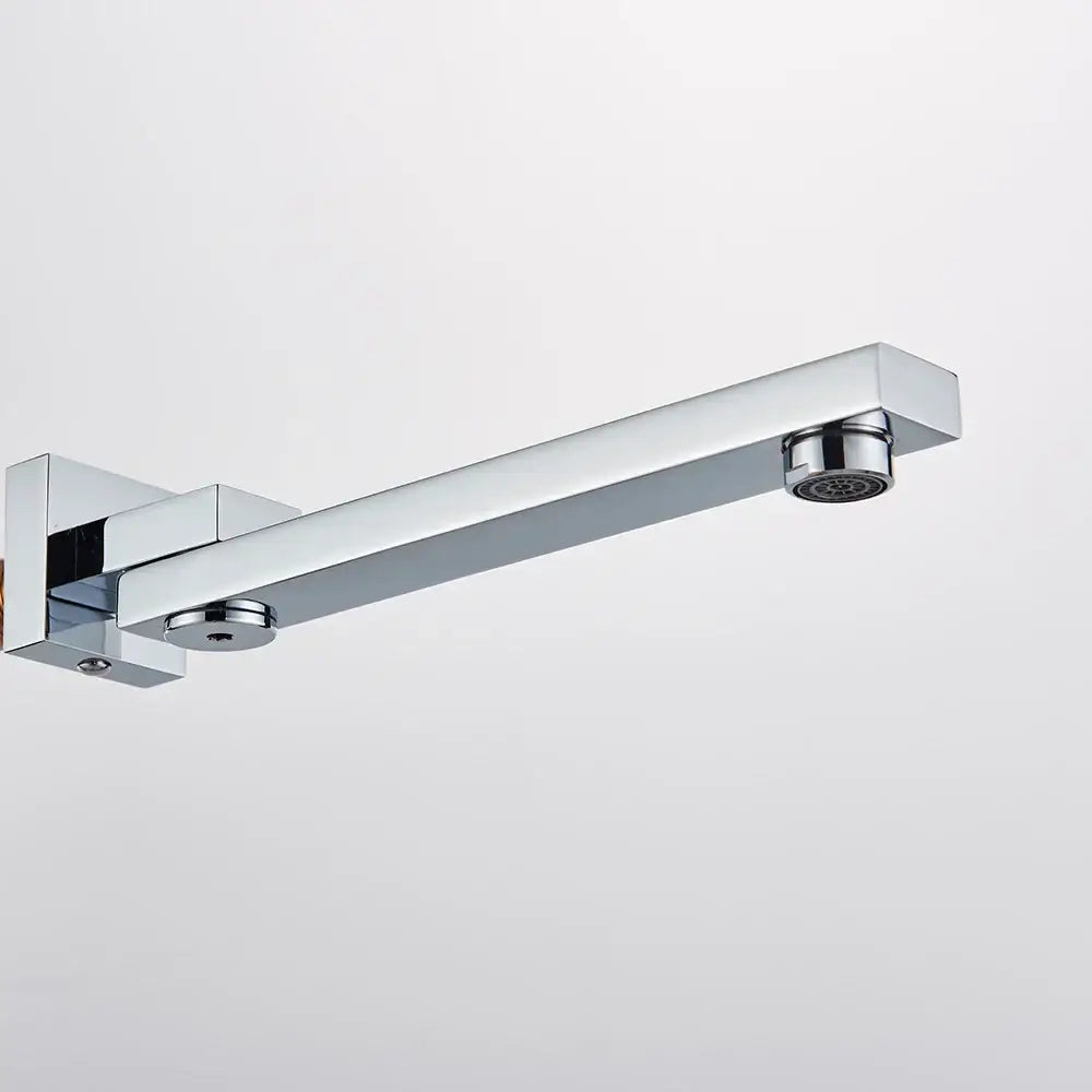 Modern chrome rectangular wall mounted faucet with sleek square-edged mounted faucet spout for bathroom use