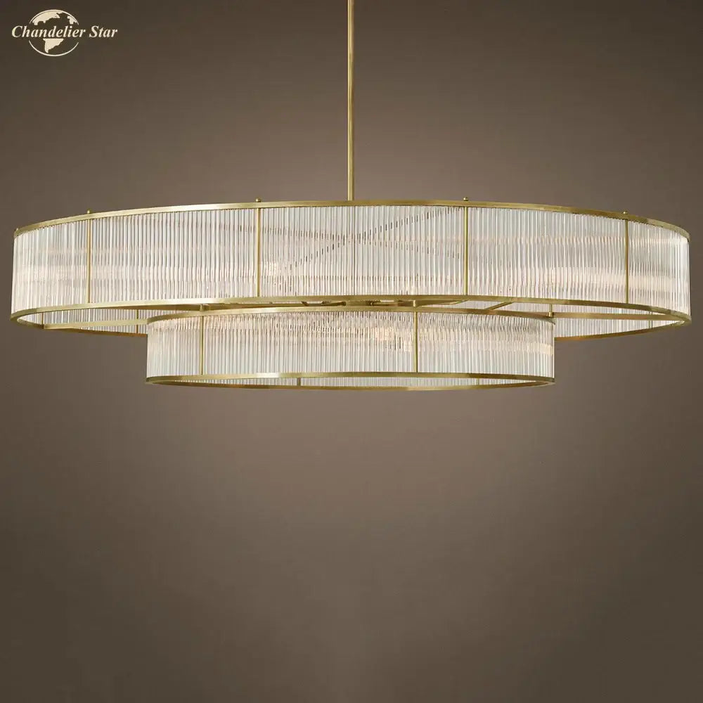 Modern chrome ribbed glass chandeliers with gold-toned concentric tiers and frosted glass rods for dining room decorbites glass chandeliers