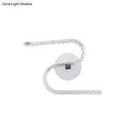 Modern chrome s-shape led wall sconce with sleek curved design, acrylic shade, and warm white light for bedroom use