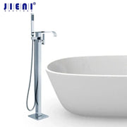 Modern chrome single handle jienai freestanding bathtub shower set with sleek design and integrated handheld showerhead