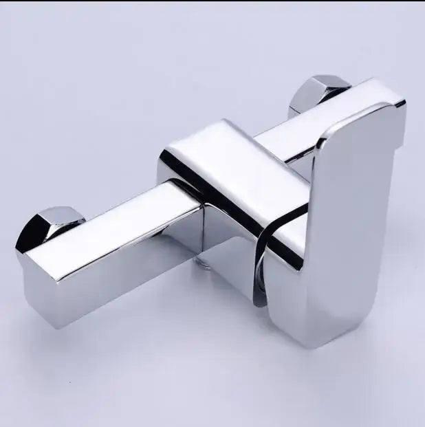 Modern chrome shower mixer with angular dual handles in brass finish for bathroom decorbites single handle use