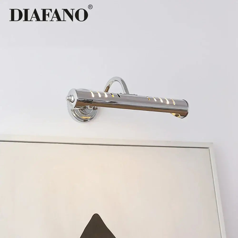 Modern chrome slotted led vanity wall lamp with elongated cylindrical design for bedroom reading light