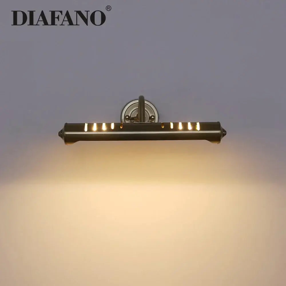 Diafano wall lamp with brushed brass finish and warm-toned LED lights for modern chrome slotted vanity wall lamp use