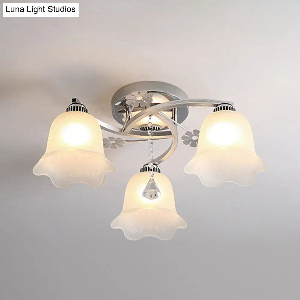 DecorBites™ DecorBites™ Modern Chrome Spiral Flush Mount with Opal Glass Shade for Bedroom