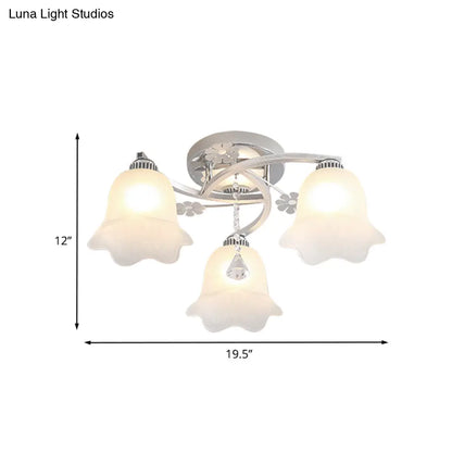 DecorBites™ DecorBites™ Modern Chrome Spiral Flush Mount with Opal Glass Shade for Bedroom