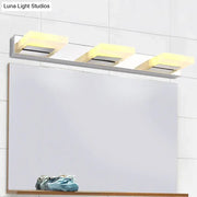 Modern chrome square acrylic wall sconce lighting bathroom lamp with three warm-white rectangular panels wall light