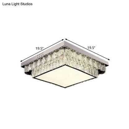 DecorBites™ DecorBites™ Modern Chrome Square/Round Crystal Block LED Flush Light for Bedroom - Close to Ceiling Lamp