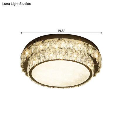 DecorBites™ DecorBites™ Modern Chrome Square/Round Crystal Block LED Flush Light for Bedroom - Close to Ceiling Lamp