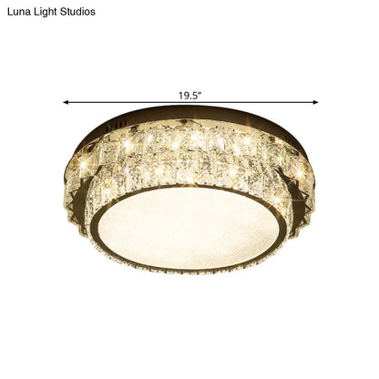 DecorBites™ DecorBites™ Modern Chrome Square/Round Crystal Block LED Flush Light for Bedroom - Close to Ceiling Lamp