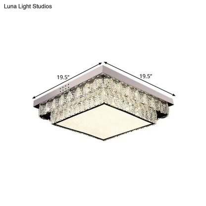 DecorBites™ DecorBites™ Modern Chrome Square/Round Crystal Block LED Flush Light for Bedroom - Close to Ceiling Lamp