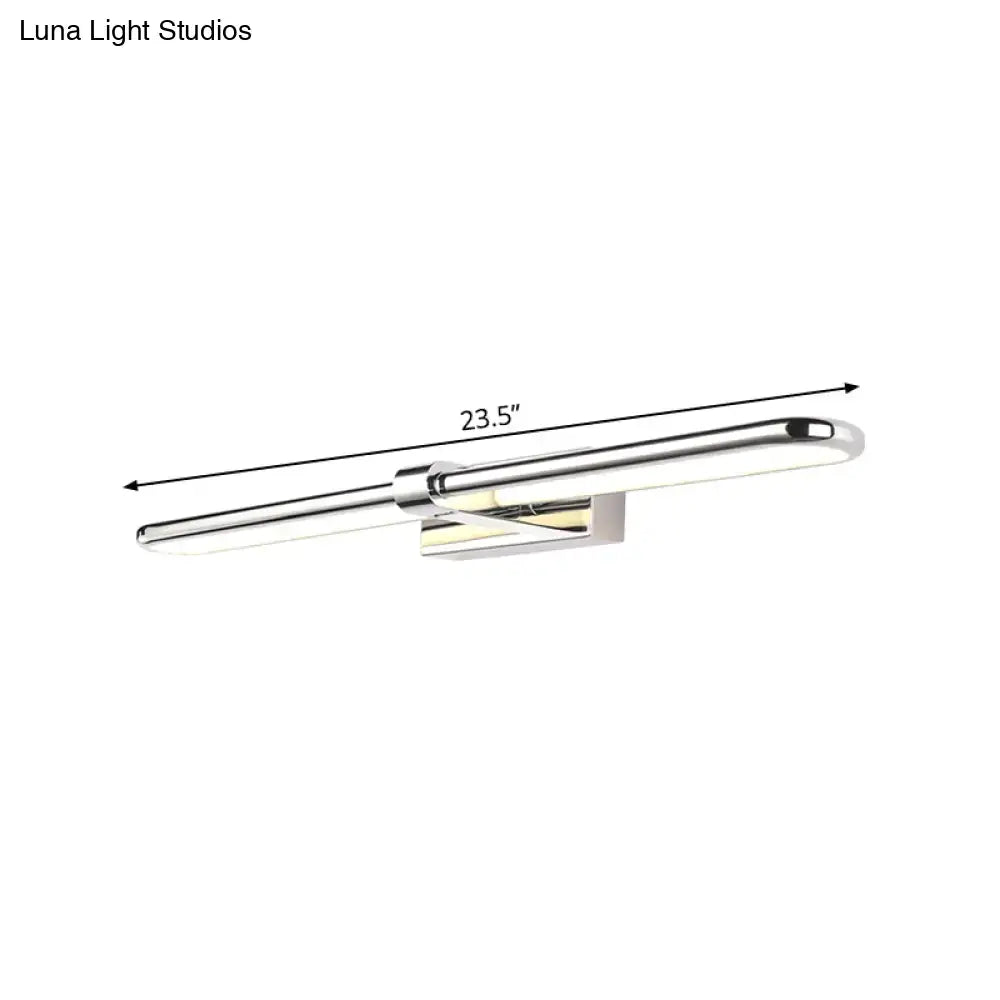Modern chrome stainless steel wall lamp with acrylic oval shade and integrated led for bathroom vanity lighting