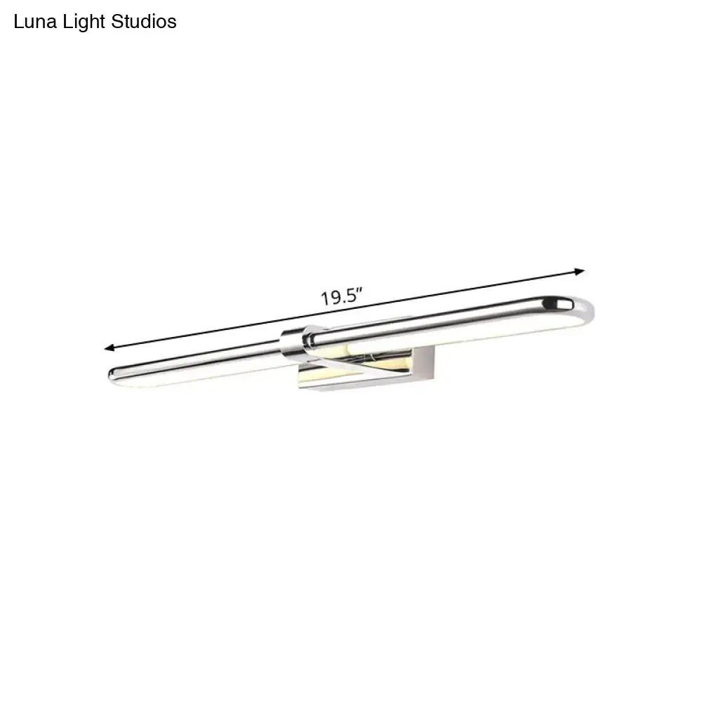 Modern chrome stainless steel led wall lamp with acrylic oval shade and sleek 19.5-inch vanity light design