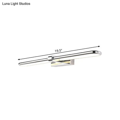 Modern chrome stainless steel led wall lamp with acrylic oval shade and sleek 19.5-inch vanity light design
