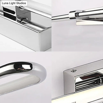 Modern chrome stainless steel wall lamp with integrated led strip and acrylic oval shade for bathroom vanity lighting