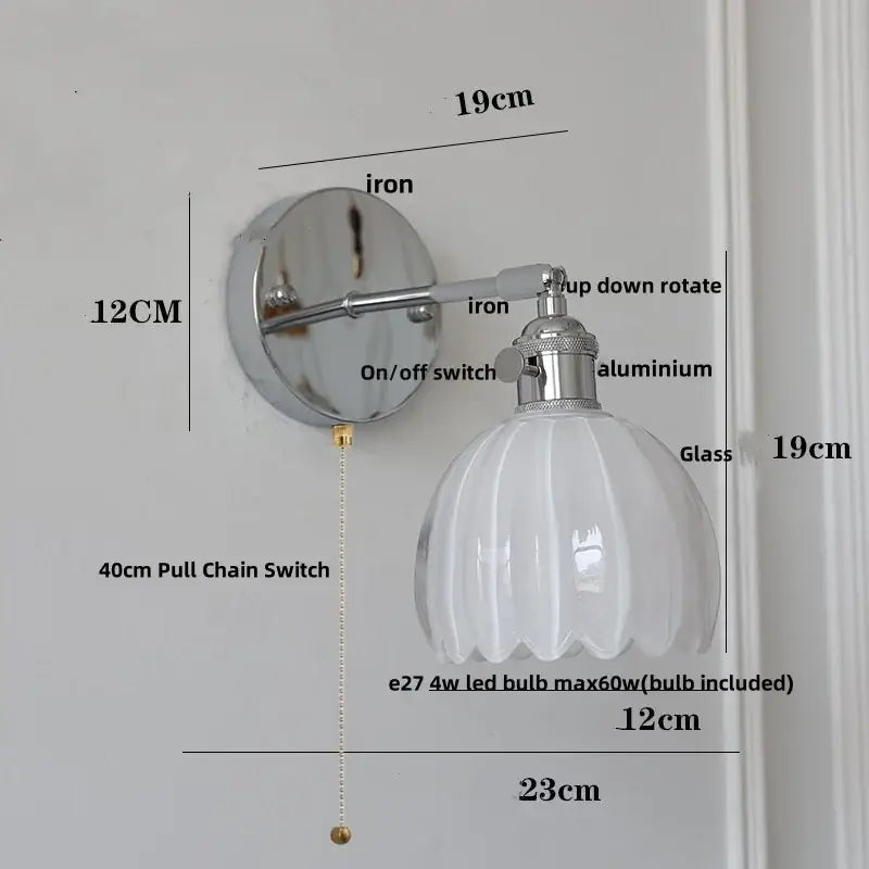 Modern chrome sunrise iron ceramic led wall lights with frosted glass shade and chrome iron ceramic mounting bracket