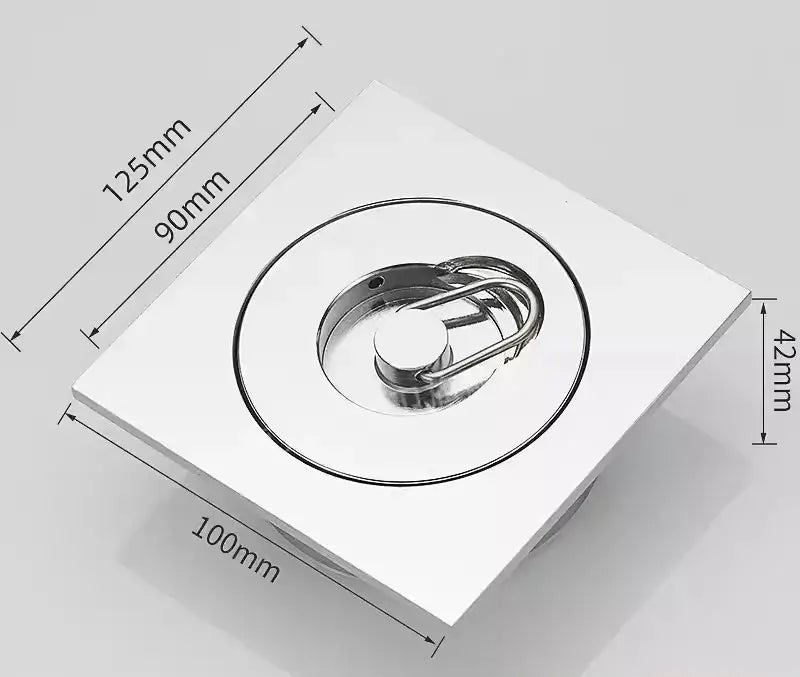 Modern chrome swimming pool fishbowl drain floor cover with square chrome finish and circular catchment by decorbites brass chrome