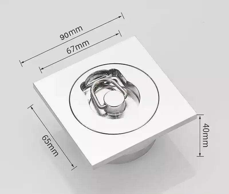 Modern chrome swimming pool fishbowl drain bathroom floor cover with square chrome finish and central circular grate by decorbites brass chrome